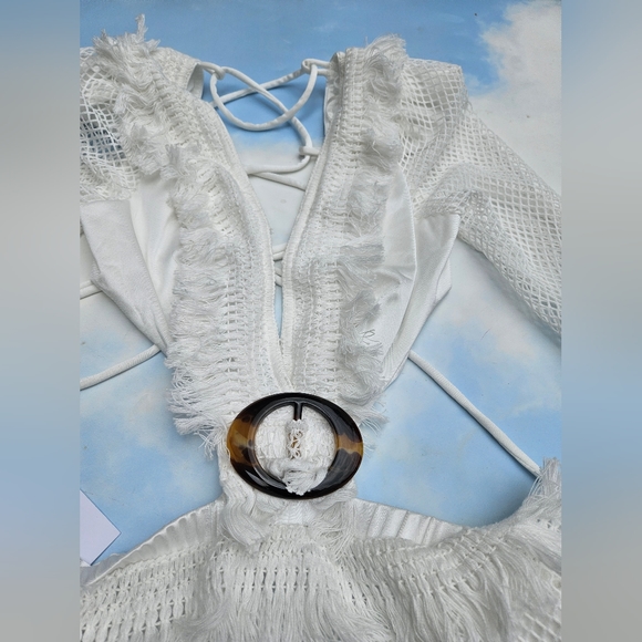 White Crochet Dress Fishnet Festival Dress Boho Hippie Dress - Picture 10 of 16